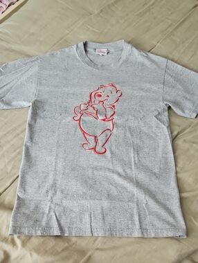 Disney Grey Tee with Red Winnie the Pooh Outline